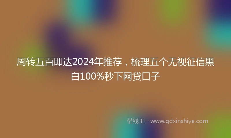 周转五百即达2024年推荐，梳理五个无视征信黑白100%秒下网贷口子
