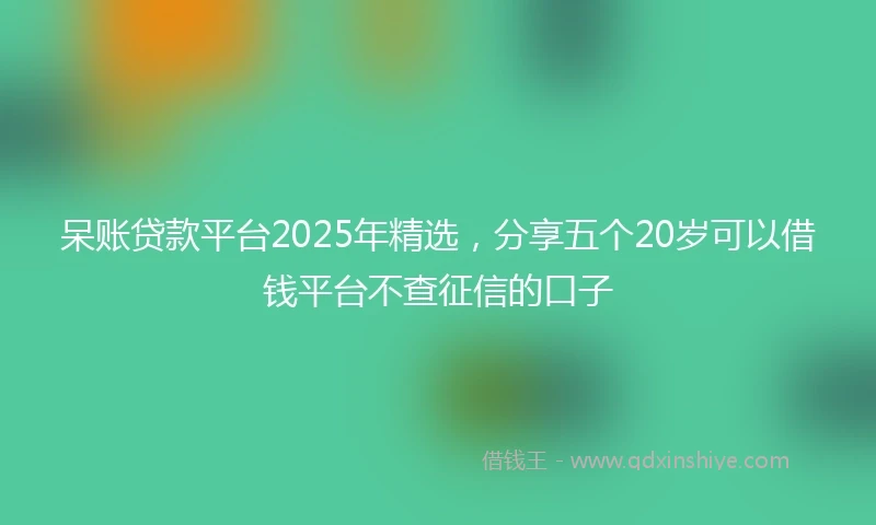 呆账贷款平台2025年精选，分享五个20岁可以借钱平台不查征信的口子