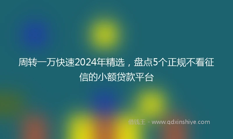 周转一万快速2024年精选，盘点5个正规不看征信的小额贷款平台