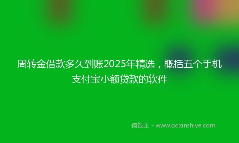 周转金借款多久到账2025年精选，概括五个手机支付宝小额贷款的软件