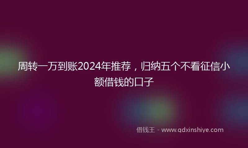周转一万到账2024年推荐，归纳五个不看征信小额借钱的口子