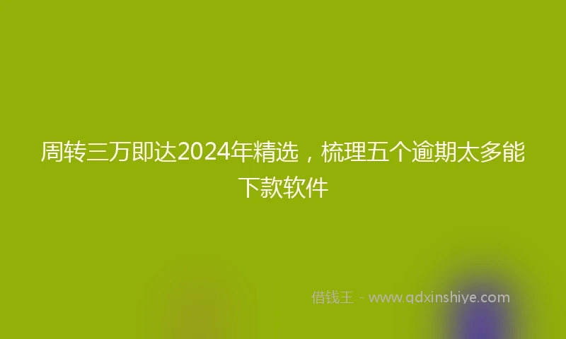 周转三万即达2024年精选，梳理五个逾期太多能下款软件