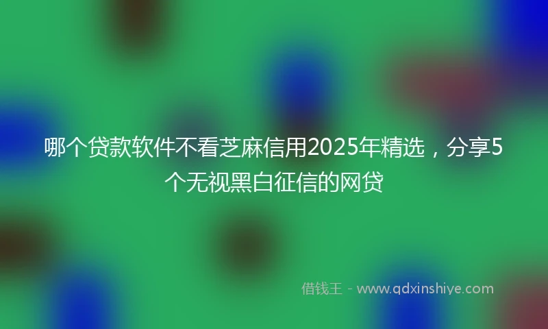 哪个贷款软件不看芝麻信用2025年精选，分享5个无视黑白征信的网贷