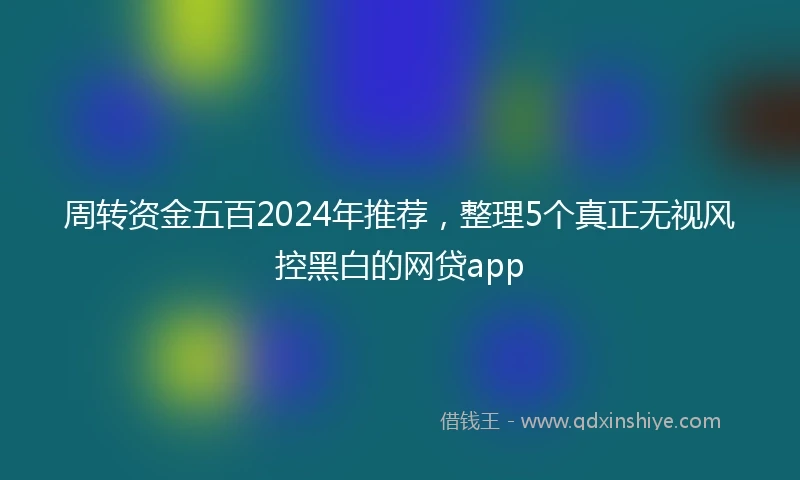 周转资金五百2024年推荐，整理5个真正无视风控黑白的网贷app