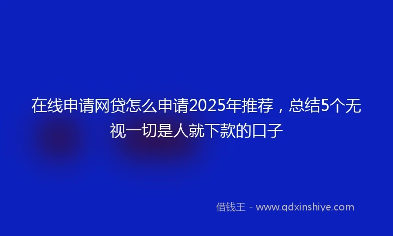在线申请网贷怎么申请2025年推荐，总结5个无视一切是人就下款的口子