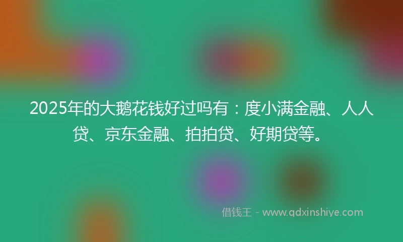 2025年的大鹅花钱好过吗有：度小满金融、人人贷、京东金融、拍拍贷、好期贷等。