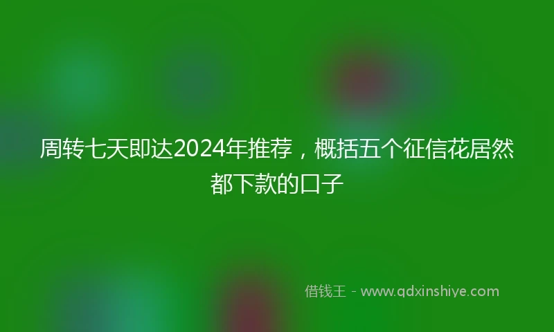 周转七天即达2024年推荐，概括五个征信花居然都下款的口子