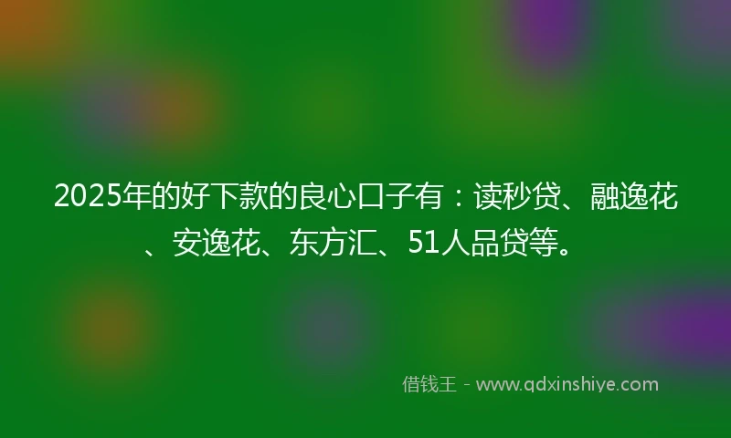 2025年的好下款的良心口子有：读秒贷、融逸花、安逸花、东方汇、51人品贷等。