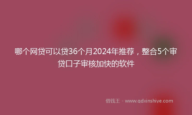 哪个网贷可以贷36个月2024年推荐，整合5个审贷口子审核加快的软件