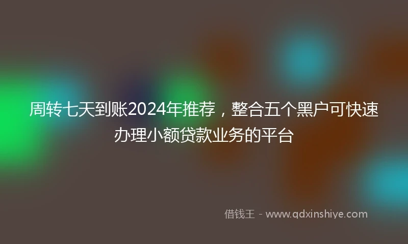 周转七天到账2024年推荐，整合五个黑户可快速办理小额贷款业务的平台