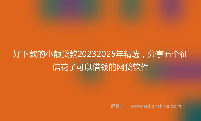 好下款的小额贷款20232025年精选，分享五个征信花了可以借钱的网贷软件
