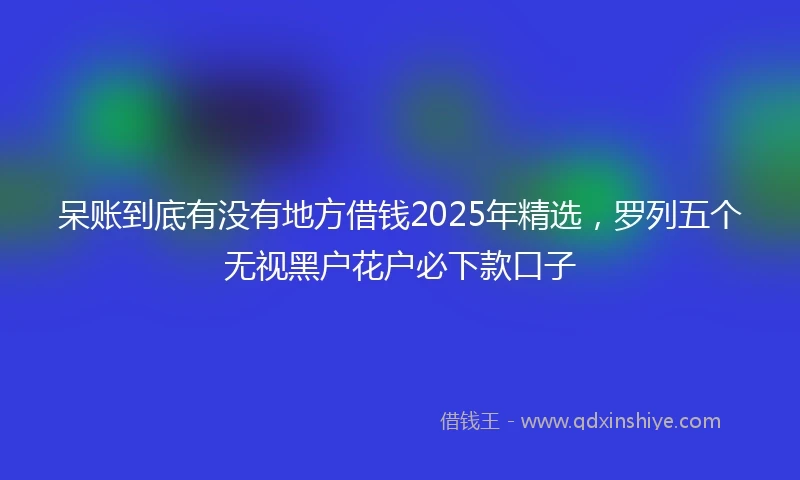 呆账到底有没有地方借钱2025年精选，罗列五个无视黑户花户必下款口子