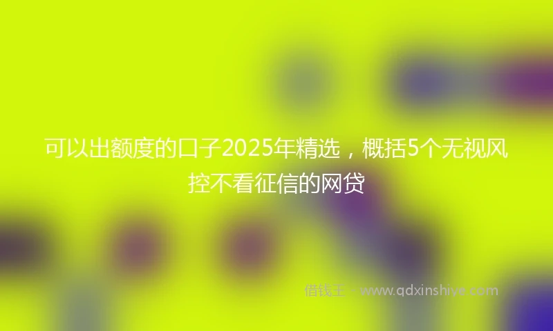 可以出额度的口子2025年精选，概括5个无视风控不看征信的网贷