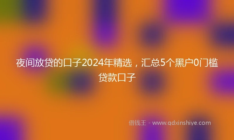夜间放贷的口子2024年精选，汇总5个黑户0门槛贷款口子