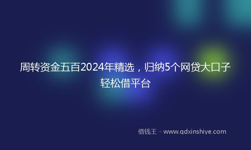 周转资金五百2024年精选，归纳5个网贷大口子轻松借平台