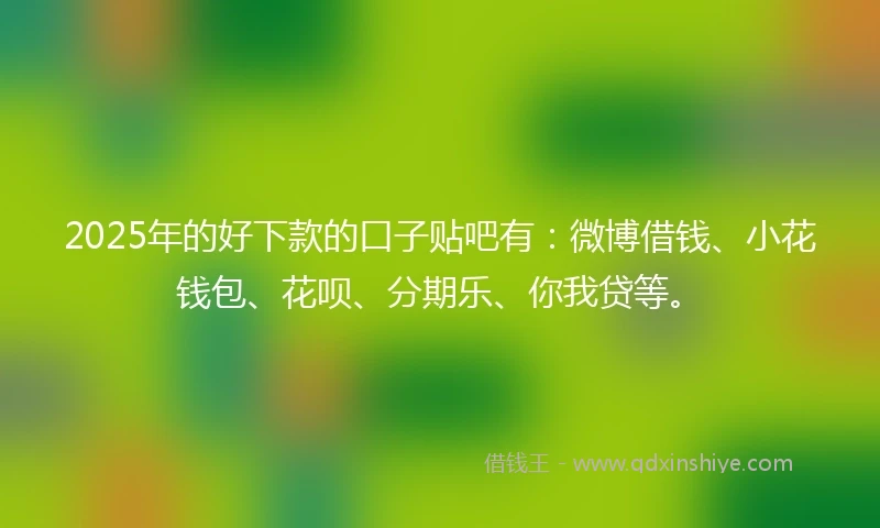 2025年的好下款的口子贴吧有：微博借钱、小花钱包、花呗、分期乐、你我贷等。