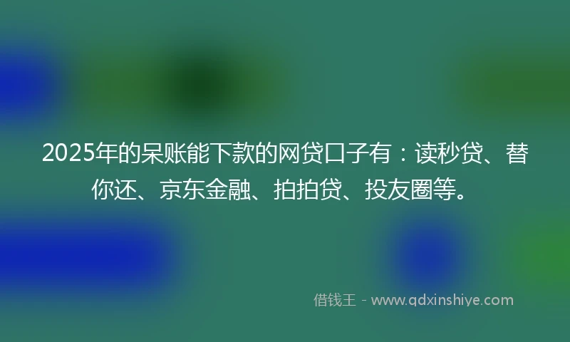 2025年的呆账能下款的网贷口子有：读秒贷、替你还、京东金融、拍拍贷、投友圈等。