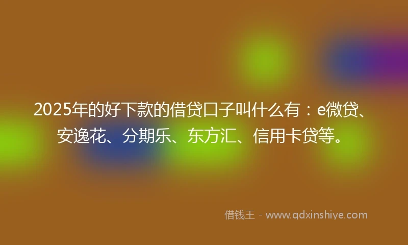 2025年的好下款的借贷口子叫什么有：e微贷、安逸花、分期乐、东方汇、信用卡贷等。