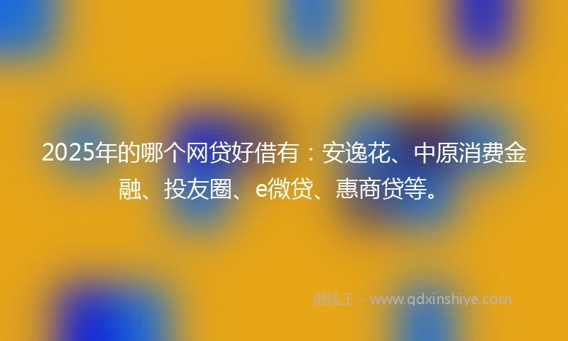 2025年的哪个网贷好借有：安逸花、中原消费金融、投友圈、e微贷、惠商贷等。