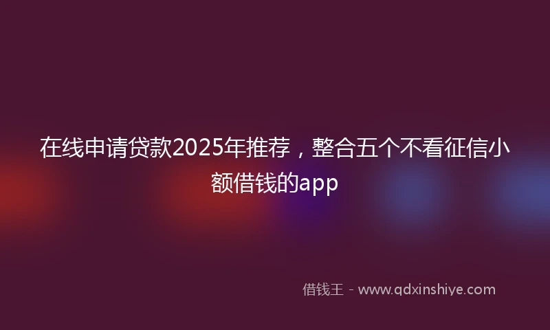 在线申请贷款2025年推荐，整合五个不看征信小额借钱的app
