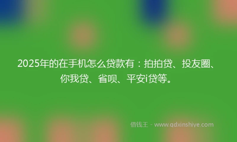 2025年的在手机怎么贷款有:拍拍贷、投友圈、你我贷、省呗、平安i贷等。