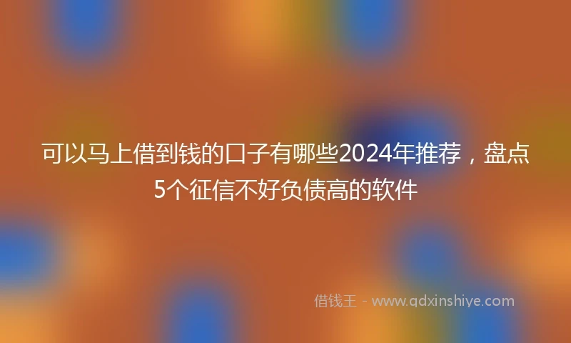 可以马上借到钱的口子有哪些2024年推荐，盘点5个征信不好负债高的软件