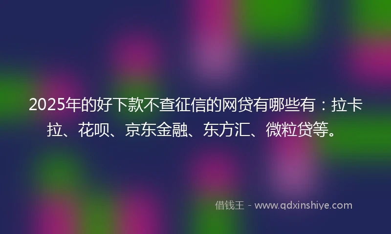 2025年的好下款不查征信的网贷有哪些有：拉卡拉、花呗、京东金融、东方汇、微粒贷等。