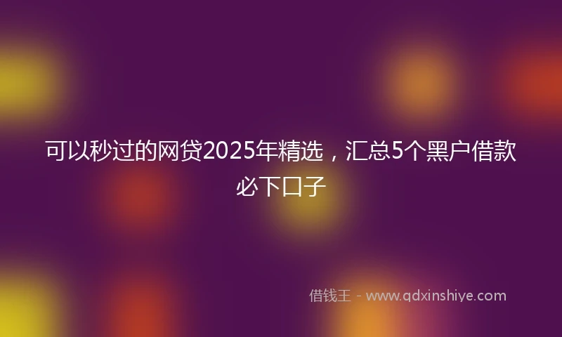 可以秒过的网贷2025年精选，汇总5个黑户借款必下口子