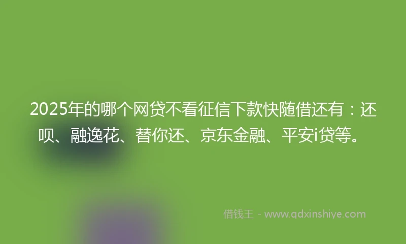 2025年的哪个网贷不看征信下款快随借还有：还呗、融逸花、替你还、京东金融、平安i贷等。
