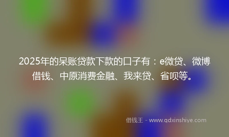 2025年的呆账贷款下款的口子有：e微贷、微博借钱、中原消费金融、我来贷、省呗等。