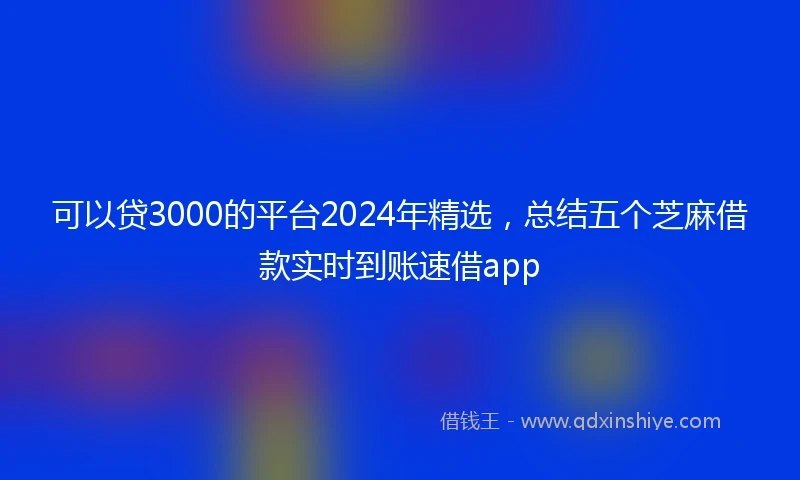 可以贷3000的平台2024年精选，总结五个芝麻借款实时到账速借app