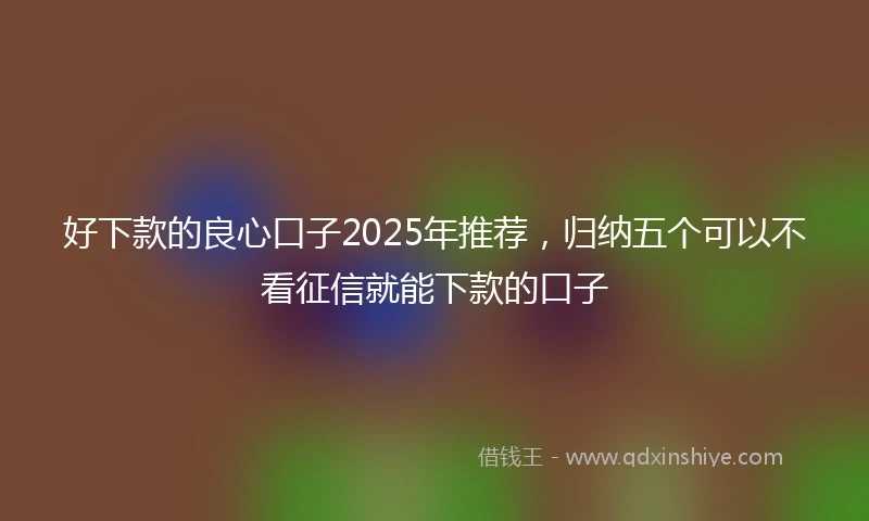 好下款的良心口子2025年推荐，归纳五个可以不看征信就能下款的口子