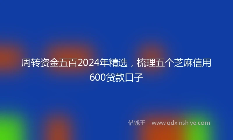 周转资金五百2024年精选，梳理五个芝麻信用600贷款口子