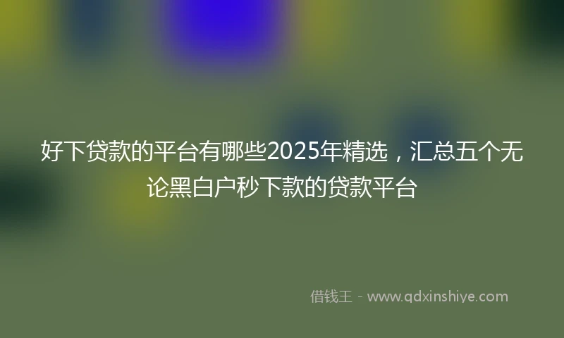 好下贷款的平台有哪些2025年精选，汇总五个无论黑白户秒下款的贷款平台
