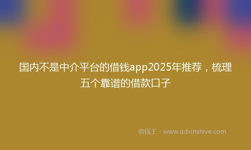 国内不是中介平台的借钱app2025年推荐，梳理五个靠谱的借款口子
