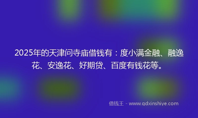 2025年的天津问寺庙借钱有：度小满金融、融逸花、安逸花、好期贷、百度有钱花等。