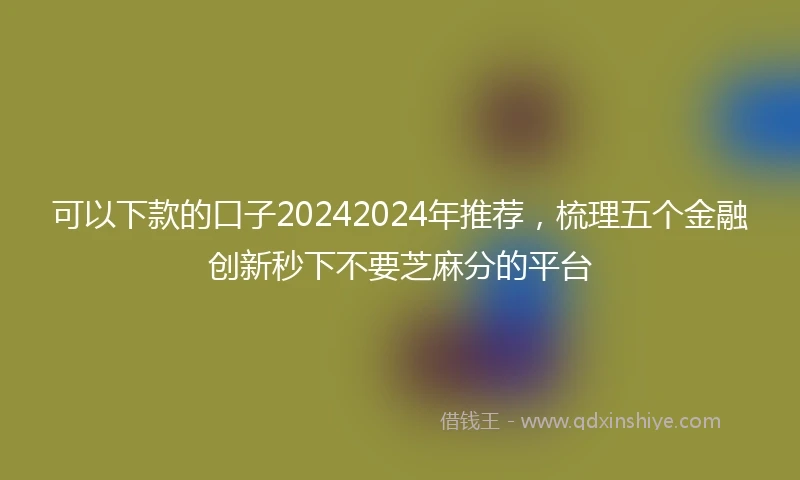 可以下款的口子20242024年推荐，梳理五个金融创新秒下不要芝麻分的平台