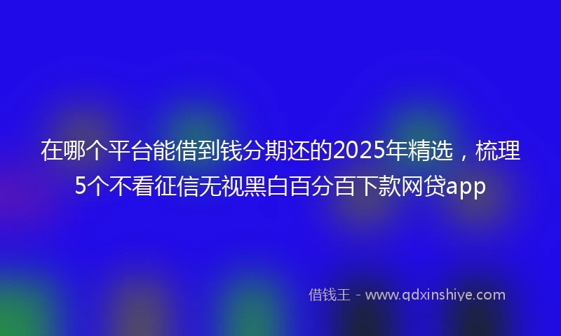 在哪个平台能借到钱分期还的2025年精选，梳理5个不看征信无视黑白百分百下款网贷app