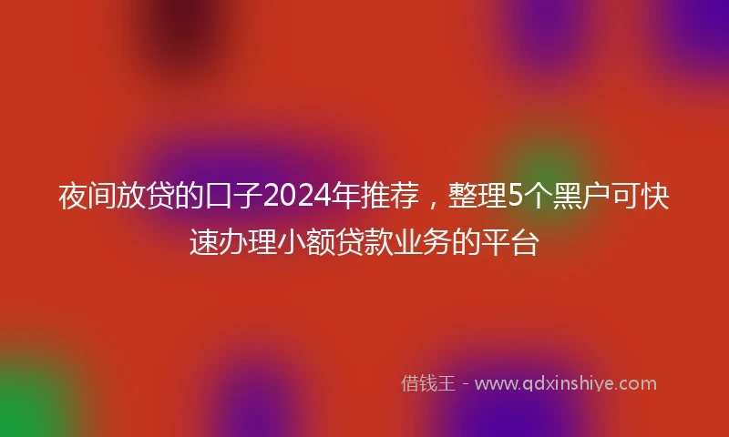 夜间放贷的口子2024年推荐，整理5个黑户可快速办理小额贷款业务的平台