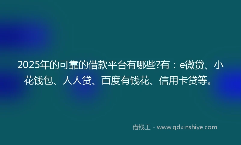2025年的可靠的借款平台有哪些?有：e微贷、小花钱包、人人贷、百度有钱花、信用卡贷等。