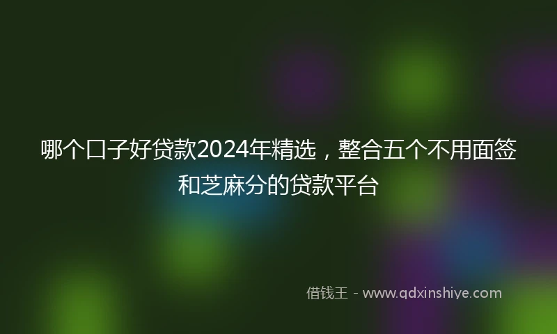 哪个口子好贷款2024年精选，整合五个不用面签和芝麻分的贷款平台