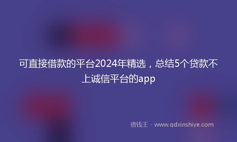 可直接借款的平台2024年精选，总结5个贷款不上诚信平台的app