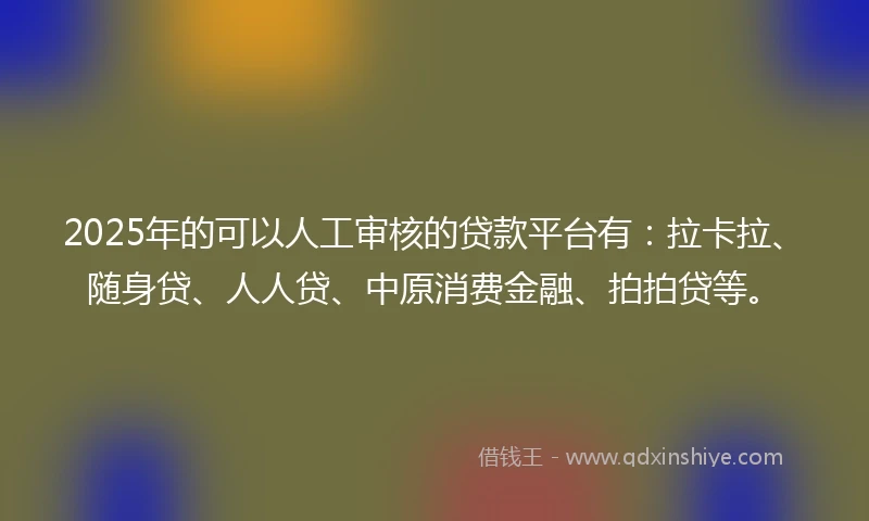 2025年的可以人工审核的贷款平台有：拉卡拉、随身贷、人人贷、中原消费金融、拍拍贷等。
