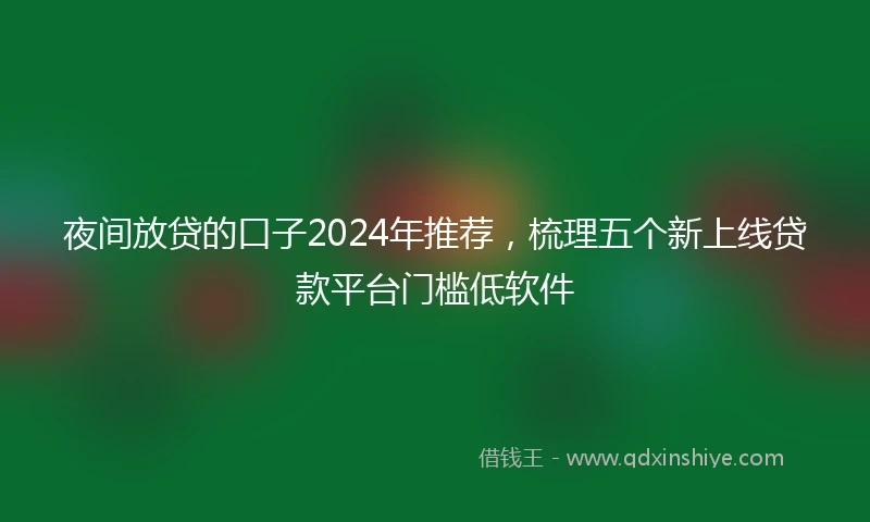 夜间放贷的口子2024年推荐，梳理五个新上线贷款平台门槛低软件