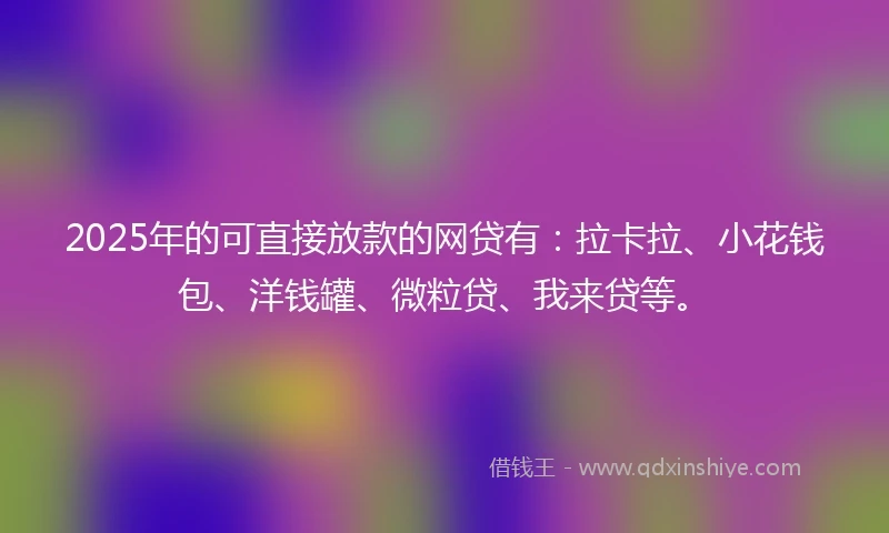 2025年的可直接放款的网贷有：拉卡拉、小花钱包、洋钱罐、微粒贷、我来贷等。
