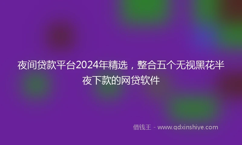 夜间贷款平台2024年精选，整合五个无视黑花半夜下款的网贷软件