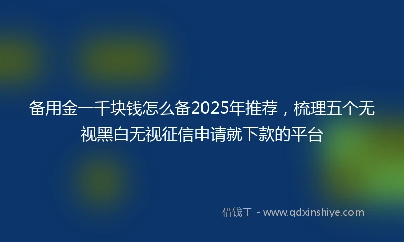 备用金一千块钱怎么备2025年推荐，梳理五个无视黑白无视征信申请就下款的平台