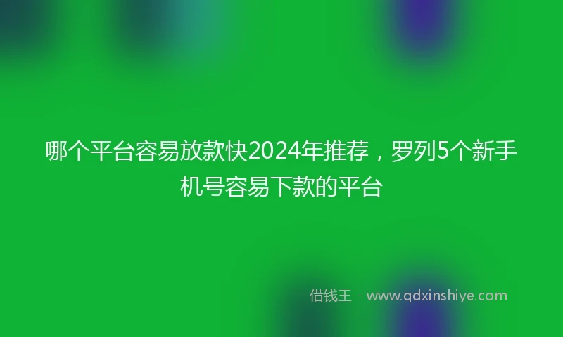 哪个平台容易放款快2024年推荐，罗列5个新手机号容易下款的平台