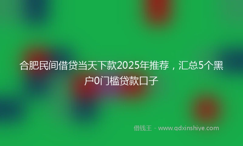 合肥民间借贷当天下款2025年推荐,汇总5个黑户0门槛贷款口子