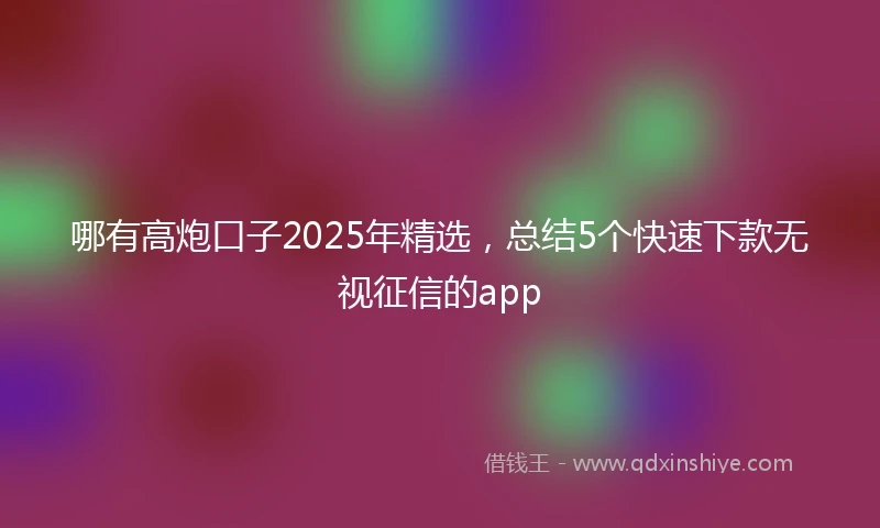 哪有高炮口子2025年精选，总结5个快速下款无视征信的app